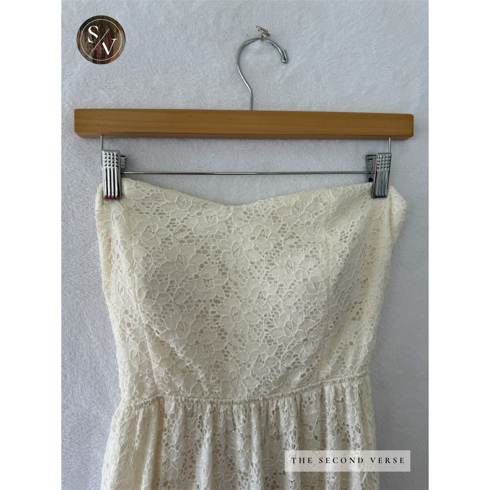 Necessary Clothing Maxi Dress Womens Boho Coquette Lace Strapless Cutout Cream - Picture 5 of 12